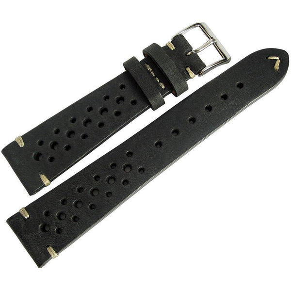 Fluco Hunter Racing Black Leather Watch Strap-Holben's