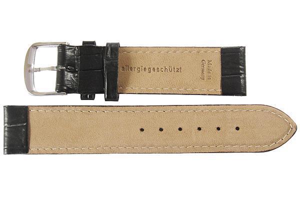 Fluco Kroco Crocodile-Grain Leather Watch Strap Black-Holben's
