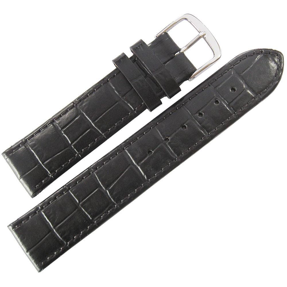 Fluco Kroco Crocodile-Grain Leather Watch Strap Black-Holben's