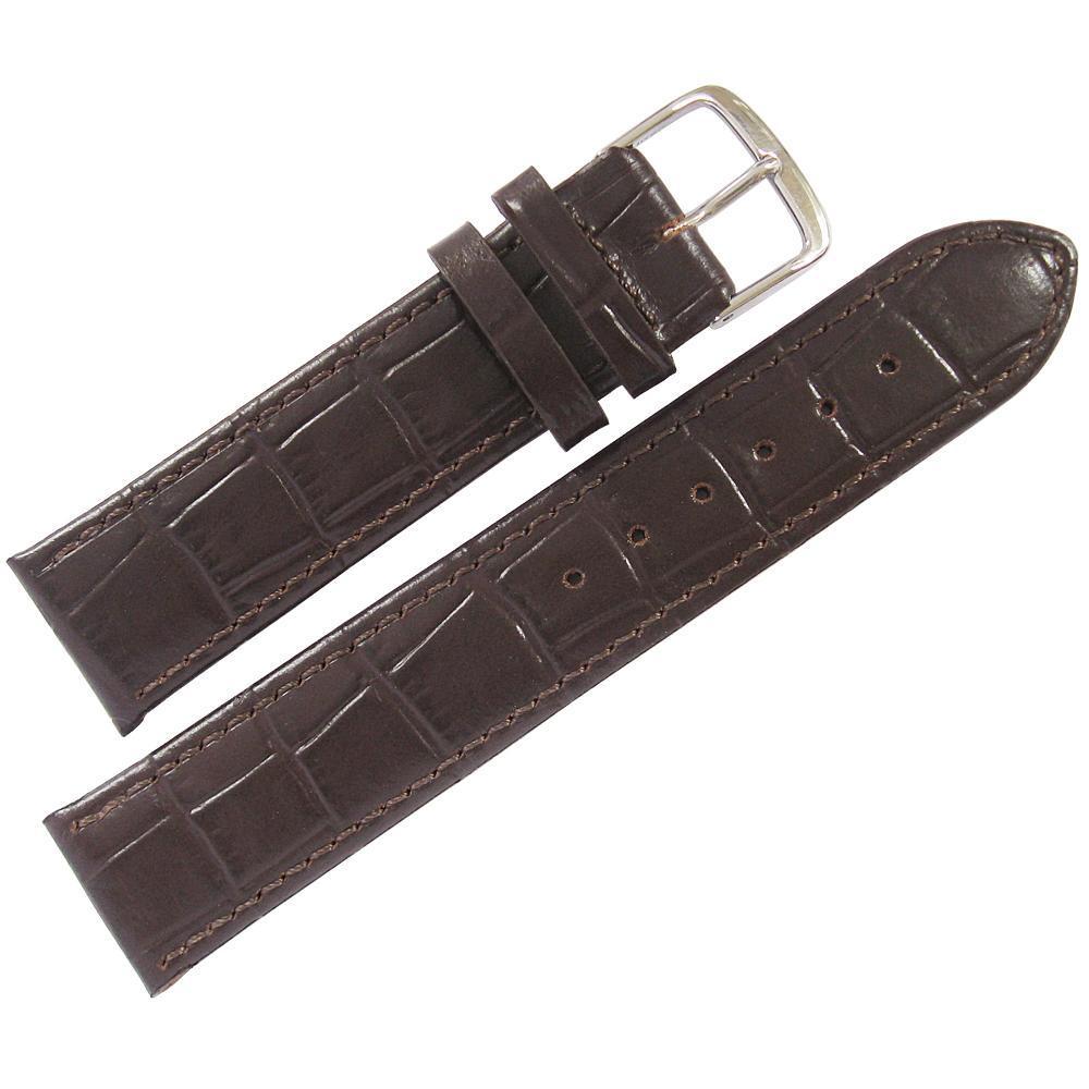 Fluco Kroco Crocodile-Grain Leather Watch Strap Brown-Holben's