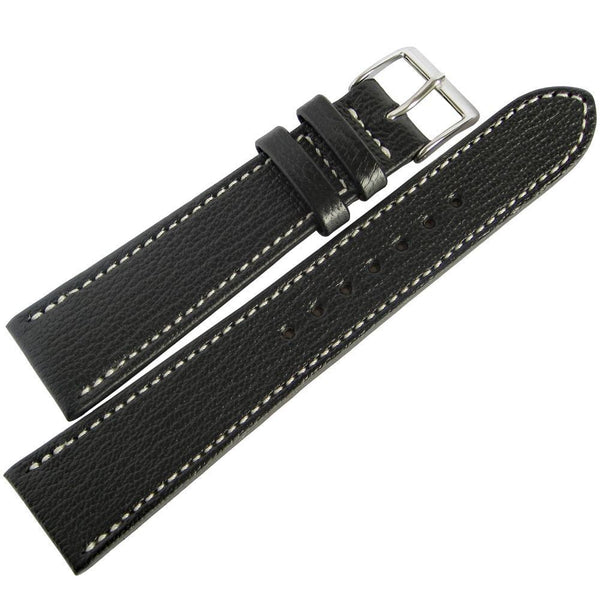 Fluco Biarritz Goatskin Leather Watch Strap Black-Holben's