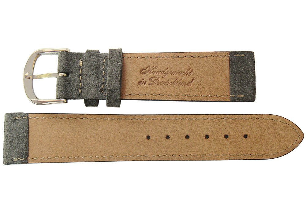 Fluco Nizza Anthracite Grey Suede Leather Watch Strap - Holben's
