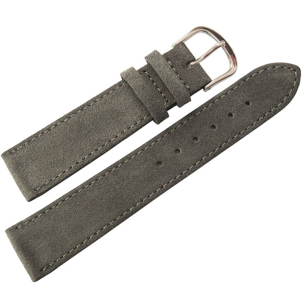 Fluco Nizza Anthracite Grey Suede Leather Watch Strap - Holben's