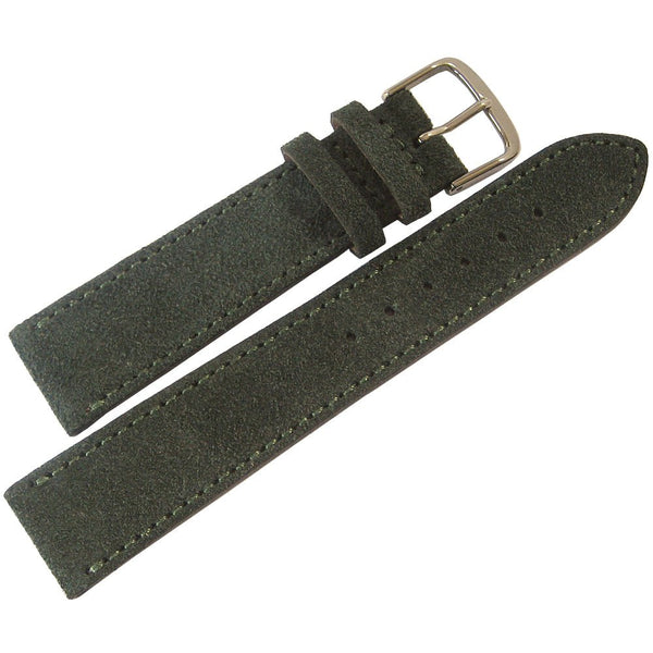 Fluco Nizza Forest Green Suede Leather Watch Strap - Holben's