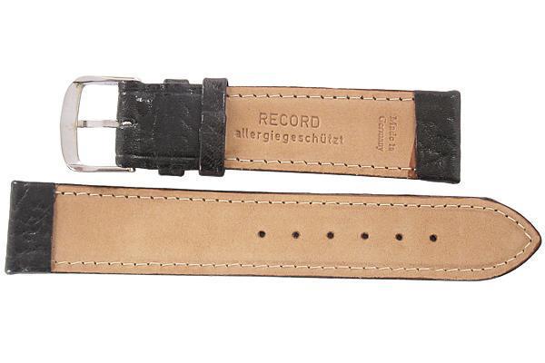 Fluco Record Buffalo-Grain Leather Watch Strap Black-Holben's Fine Watch Bands