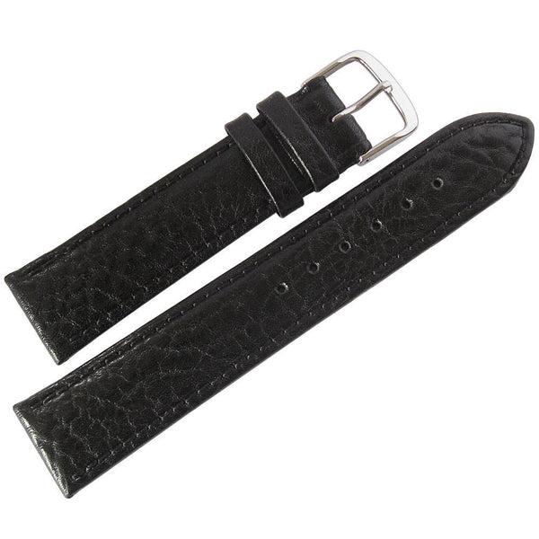 Fluco Record Buffalo-Grain Leather Watch Strap Black-Holben's
