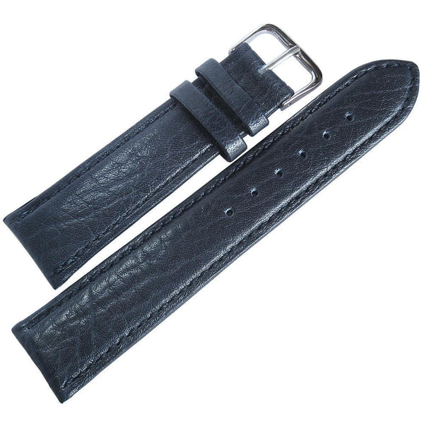 Fluco Record Buffalo-Grain Leather Watch Strap Blue-Holben's