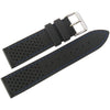Fluco Silicone Rubber Watch Strap Black Blue-Stitch-Holben's