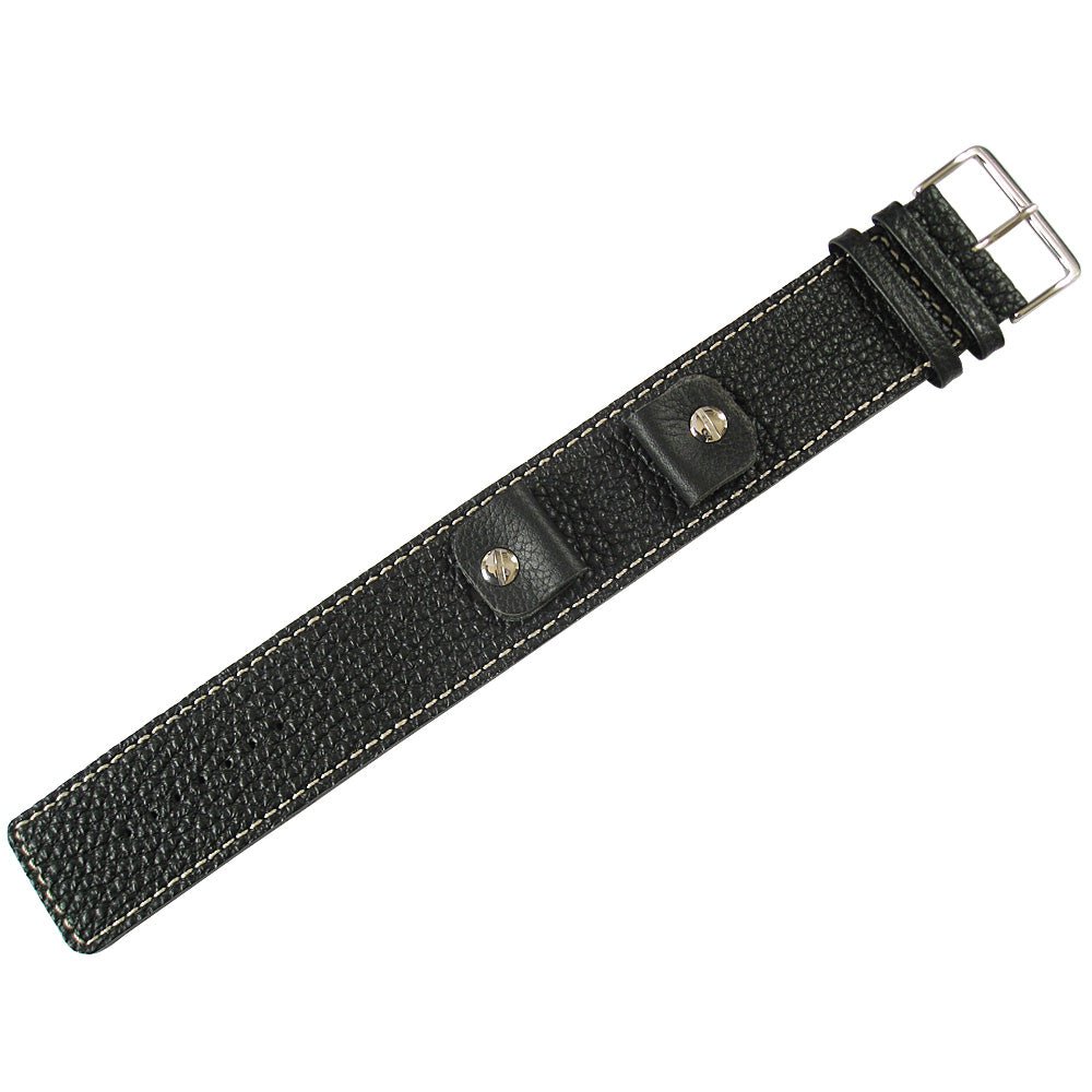 Fluco Vigo Riveted Cuff Black Leather Watch Strap-Holben's