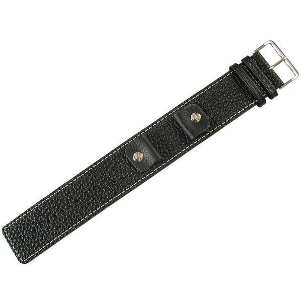 Fluco Vigo Riveted Cuff Black Leather Watch Strap-Holben's