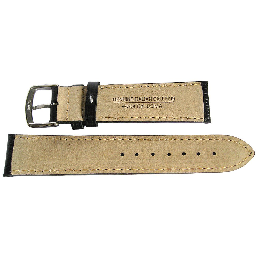 Hadley-Roma MS 834 Alligator-Grain Leather Watch Strap Black-Holben's
