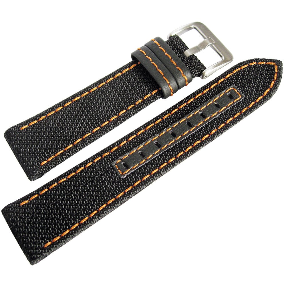 Hadley-Roma MS848 Kevlar Black Orange Watch Strap-Holben's