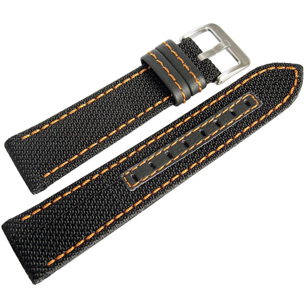 Hadley-Roma MS848 Kevlar Black Orange Watch Strap-Holben's
