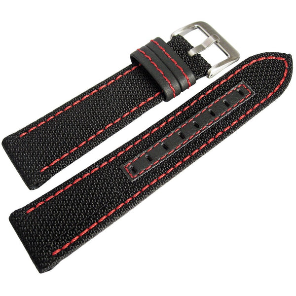 Hadley-Roma MS848 Kevlar Black Red Watch Strap-Holben's