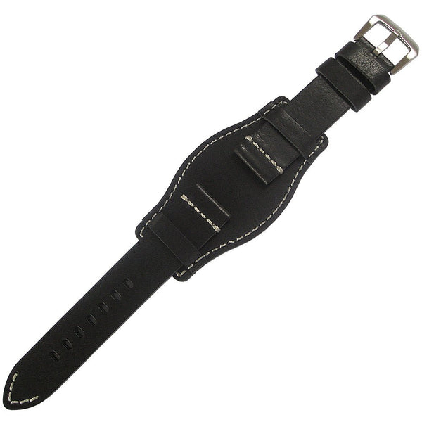 Hadley-Roma MS918 Bund Leather Watch Strap Black-Holben's