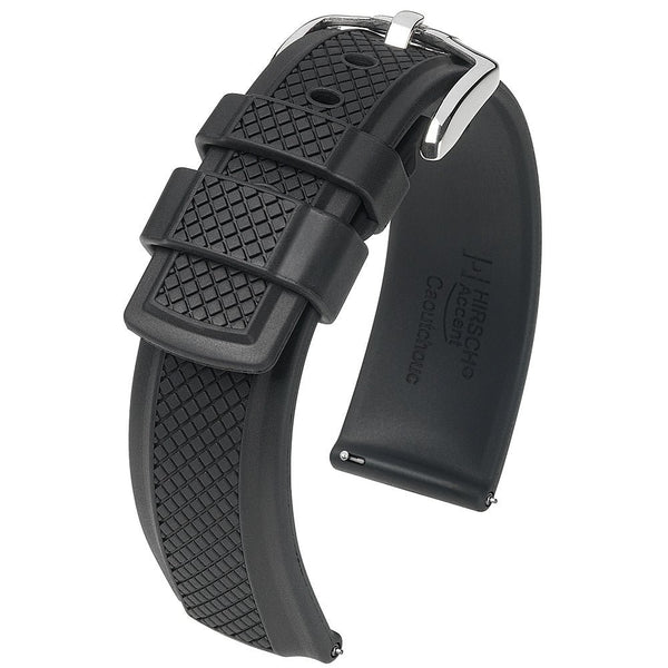 Hirsch Accent Black Rubber Watch Strap-Holben's