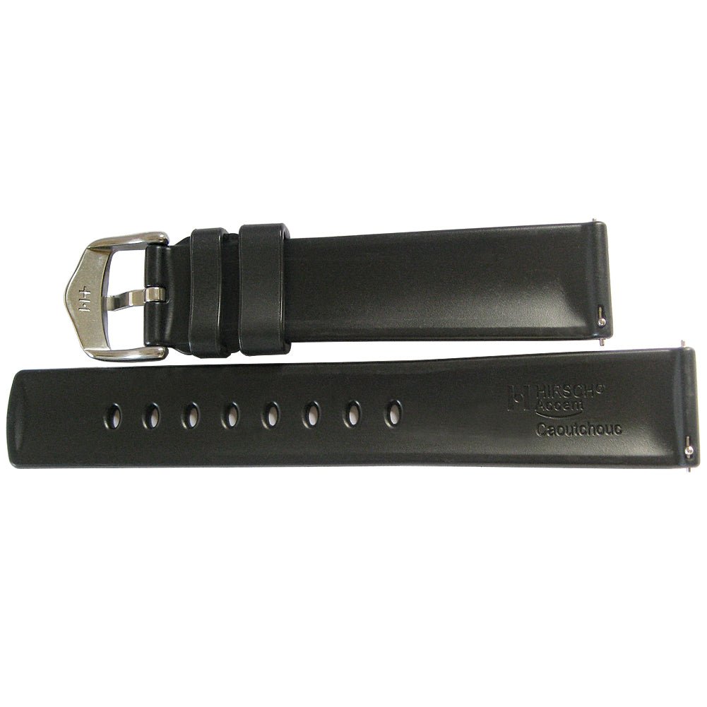 Hirsch Accent Black Rubber Watch Strap-Holben's