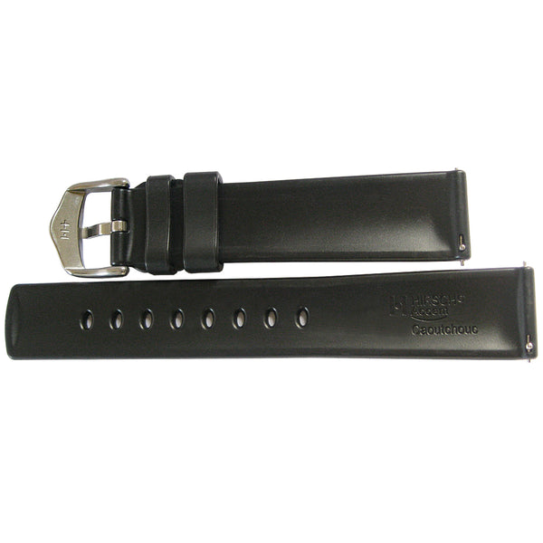 Hirsch ACCENT Natural Rubber Watch Strap in BLACK