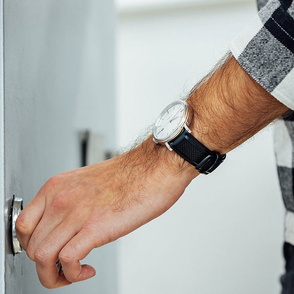 Hirsch Accent Black Rubber Watch Strap-Holben's