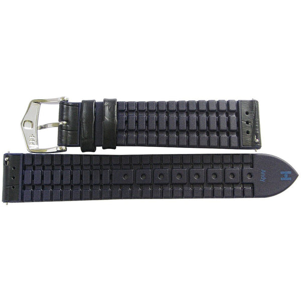 Hirsch Andy Performance Alligator Black Blue Leather Watch Strap-Holben's