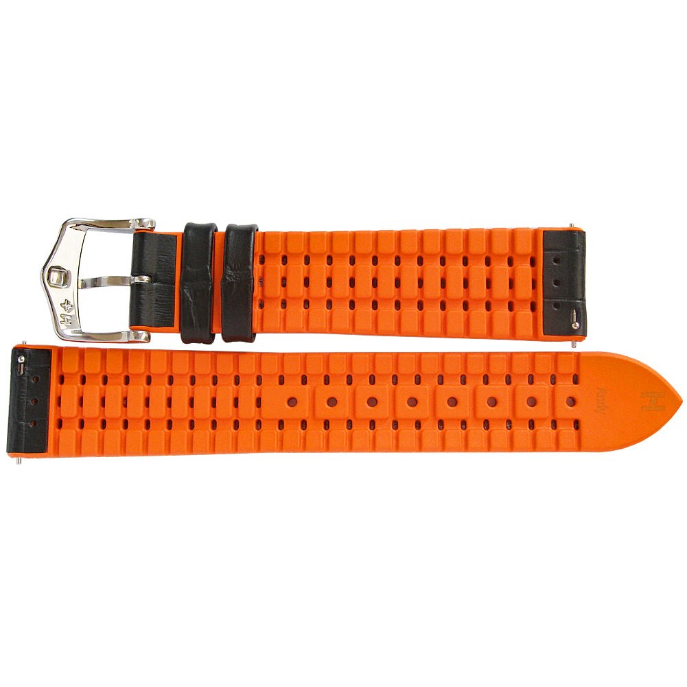 Hirsch Andy Performance Alligator Black Orange Leather Watch Strap-Holben's