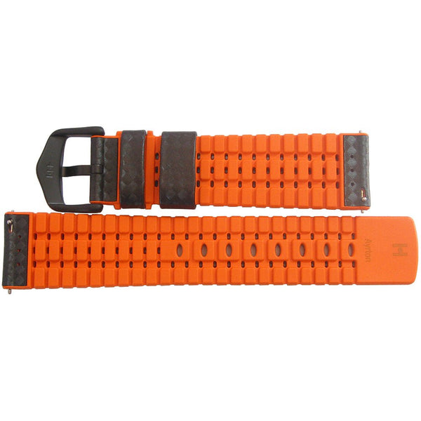 Hirsch Ayrton Carbon Black Orange Leather Watch Strap-Holben's