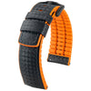 Hirsch Ayrton Carbon Black Orange Leather Watch Strap-Holben's