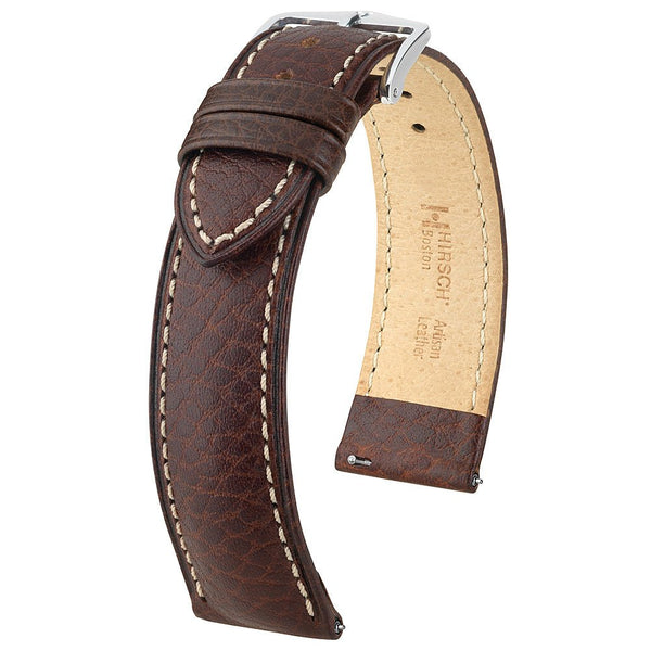 Hirsch Boston Brown Leather Watch Strap-Holben's