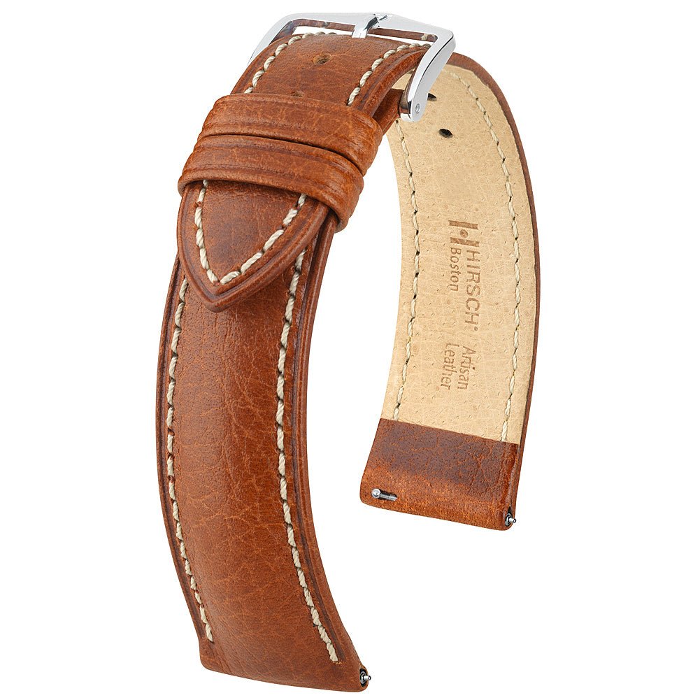 Hirsch Boston Gold Brown Leather Watch Strap-Holben's
