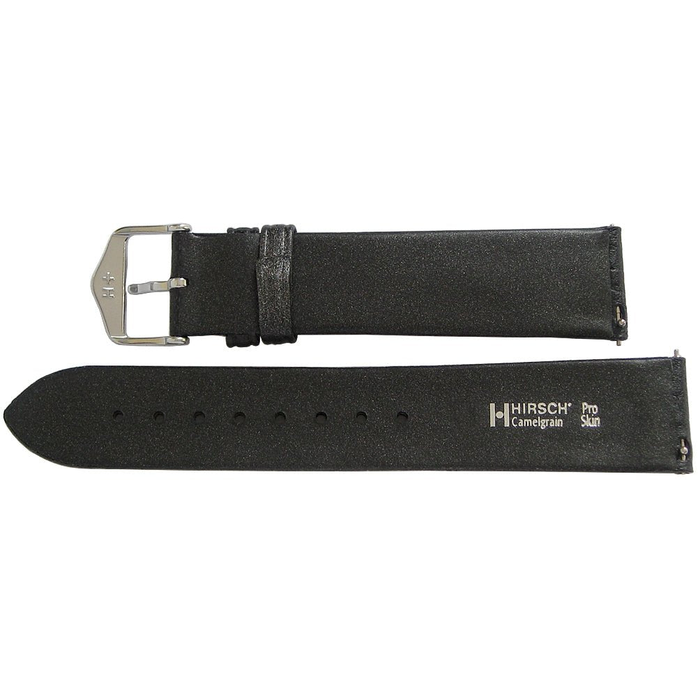 Hirsch Camelgrain Black Leather Watch Strap-Holben's