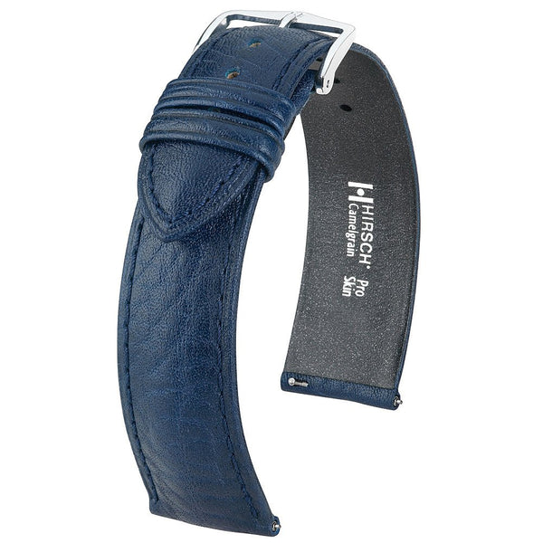 Hirsch Camelgrain Blue Leather Watch Strap-Holben's