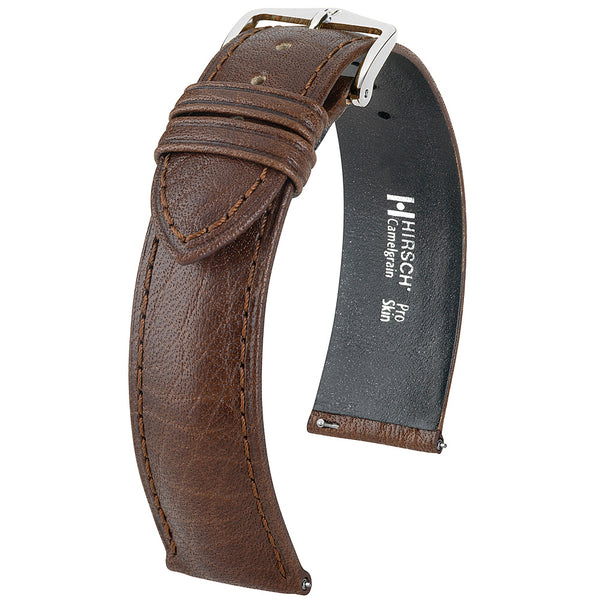 Hirsch Camelgrain Brown Leather Watch Strap-Holben's Fine Watch Bands