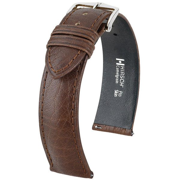 Hirsch Camelgrain Brown Leather Watch Strap-Holben's