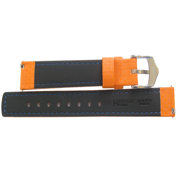 Hirsch Carbon Orange Leather Watch Band Strap | Holben's