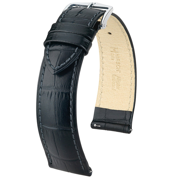 Hirsch Duke Alligator Leather Black Watch Strap-Holben's Fine Watch Bands
