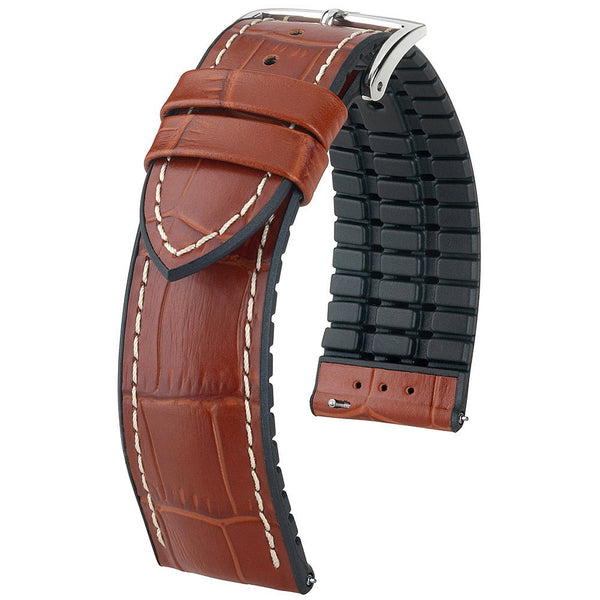 Hirsch George Alligator Gold Brown Leather Watch Strap-Holben's