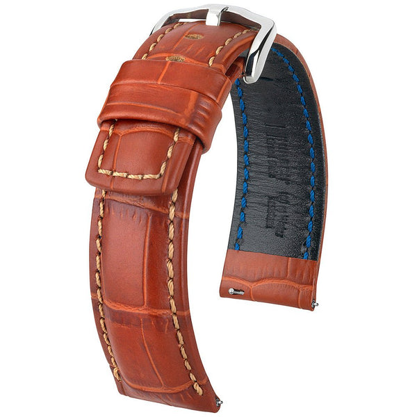 Hirsch Grand Duke Gold Brown Alligator-Grain Leather Watch Strap | Holben's