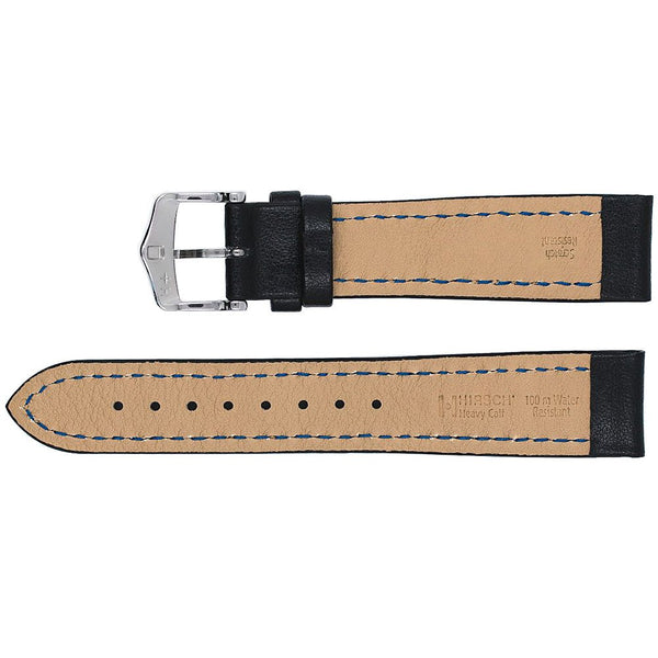 Hirsch Heavy Calf Black Leather Watch Strap-Holben's