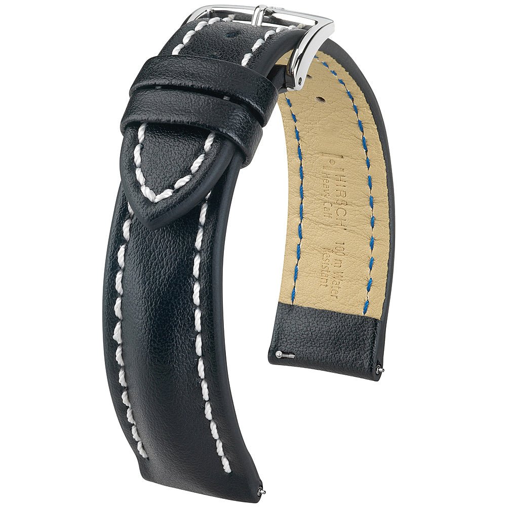 Hirsch Heavy Calf Black Leather Watch Strap-Holben's