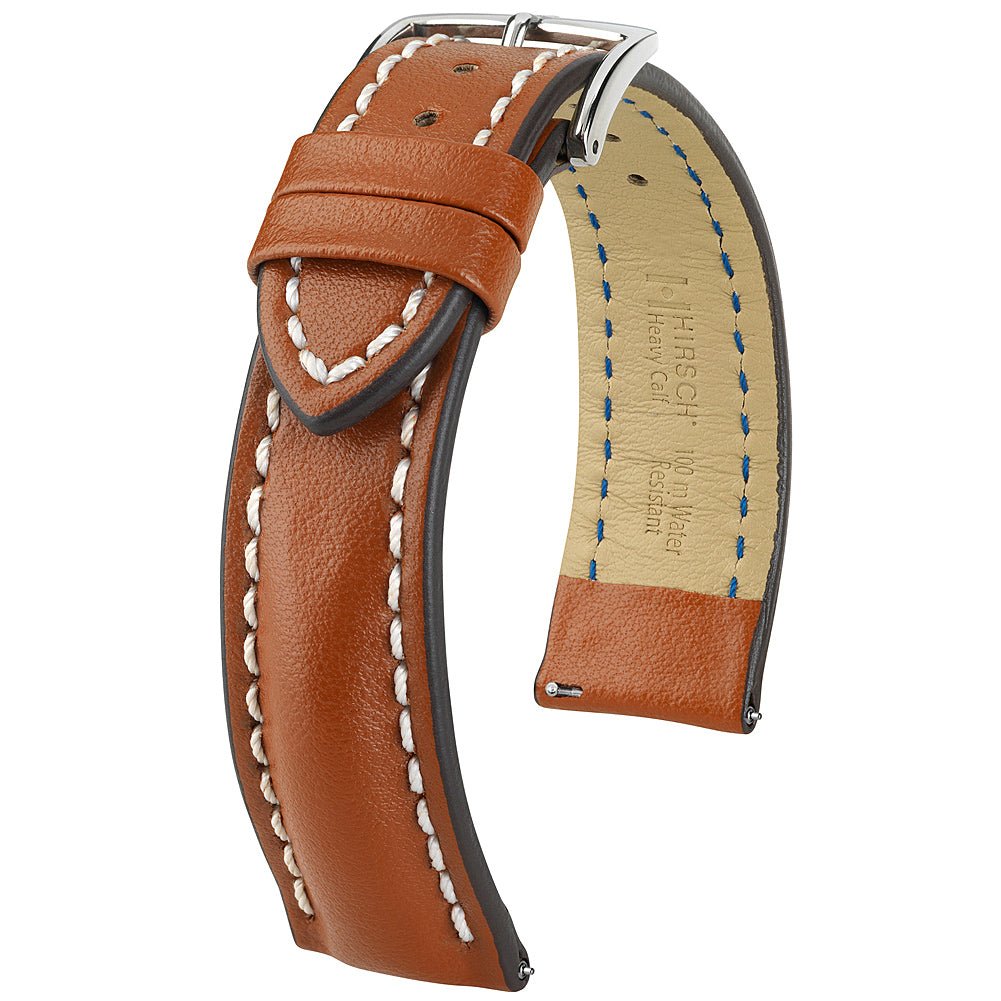 Hirsch Heavy Calf Gold Brown Leather Watch Strap-Holben's