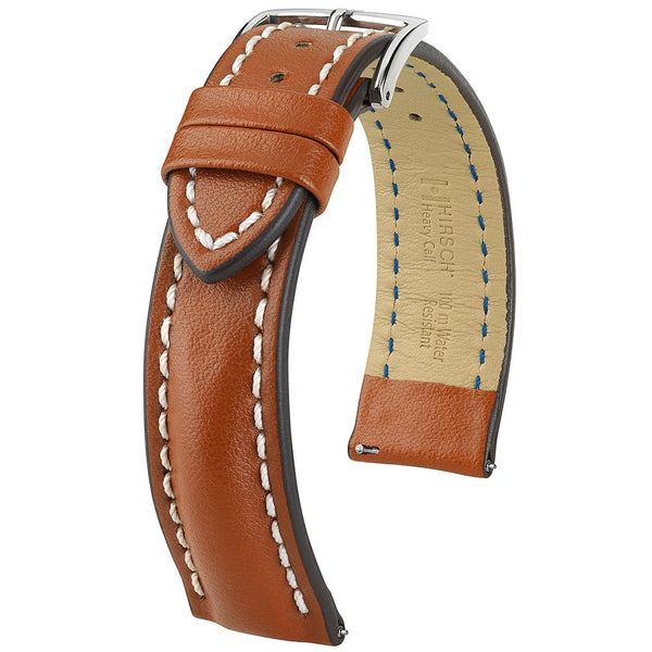 Hirsch Heavy Calf Gold Brown Leather Watch Strap-Holben's