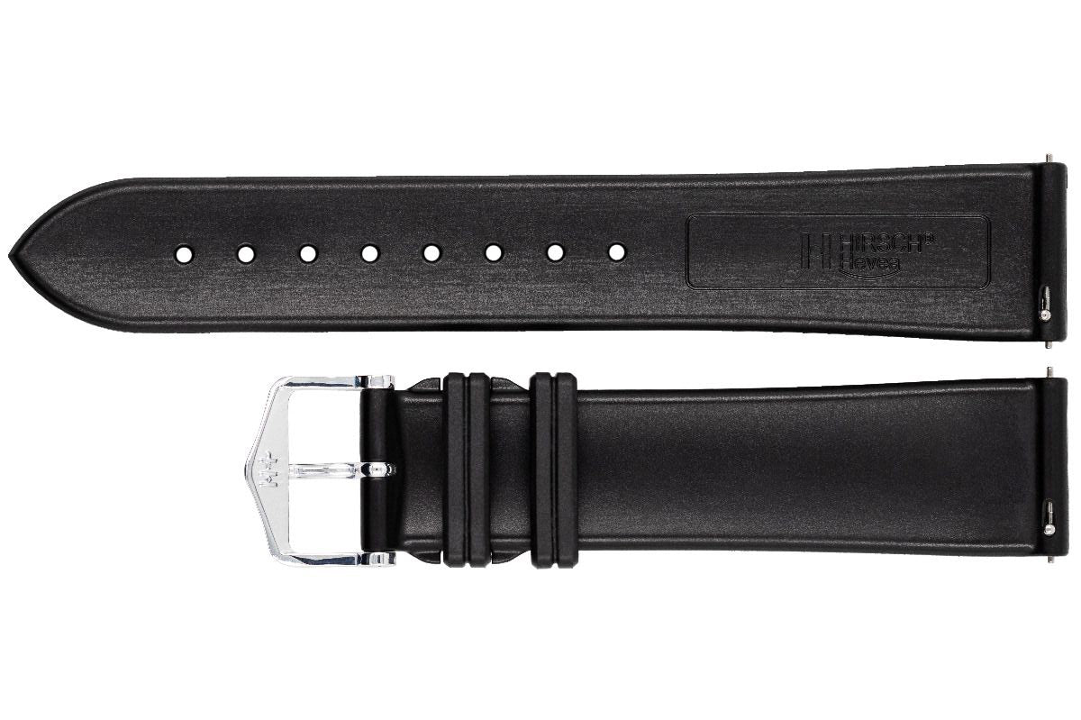 Hirsch Hevea Rubber Black Watch Strap | Holben's