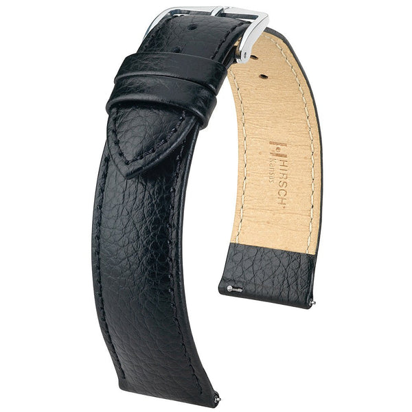 Hirsch Kansas Black Leather Watch Strap-Holben's