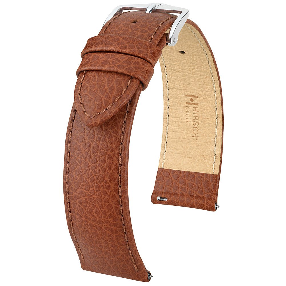 Hirsch Kansas Gold Brown Leather Watch Strap-Holben's