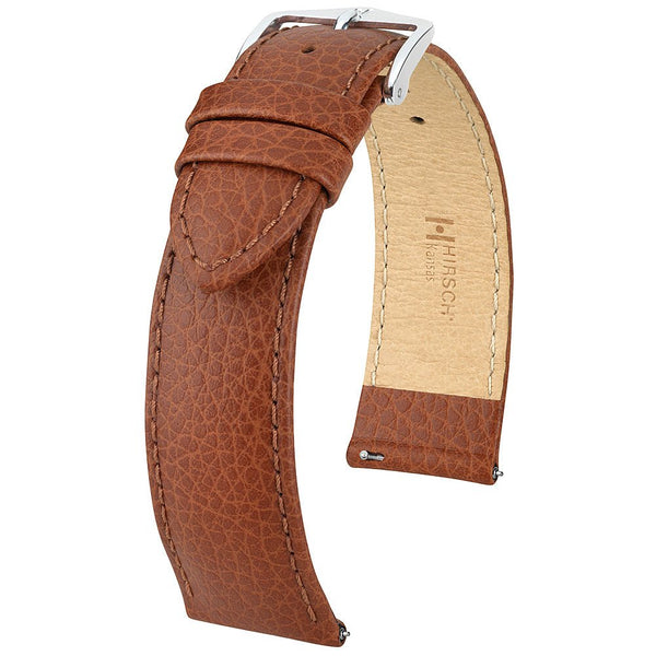 Hirsch Kansas Gold Brown Leather Watch Strap-Holben's