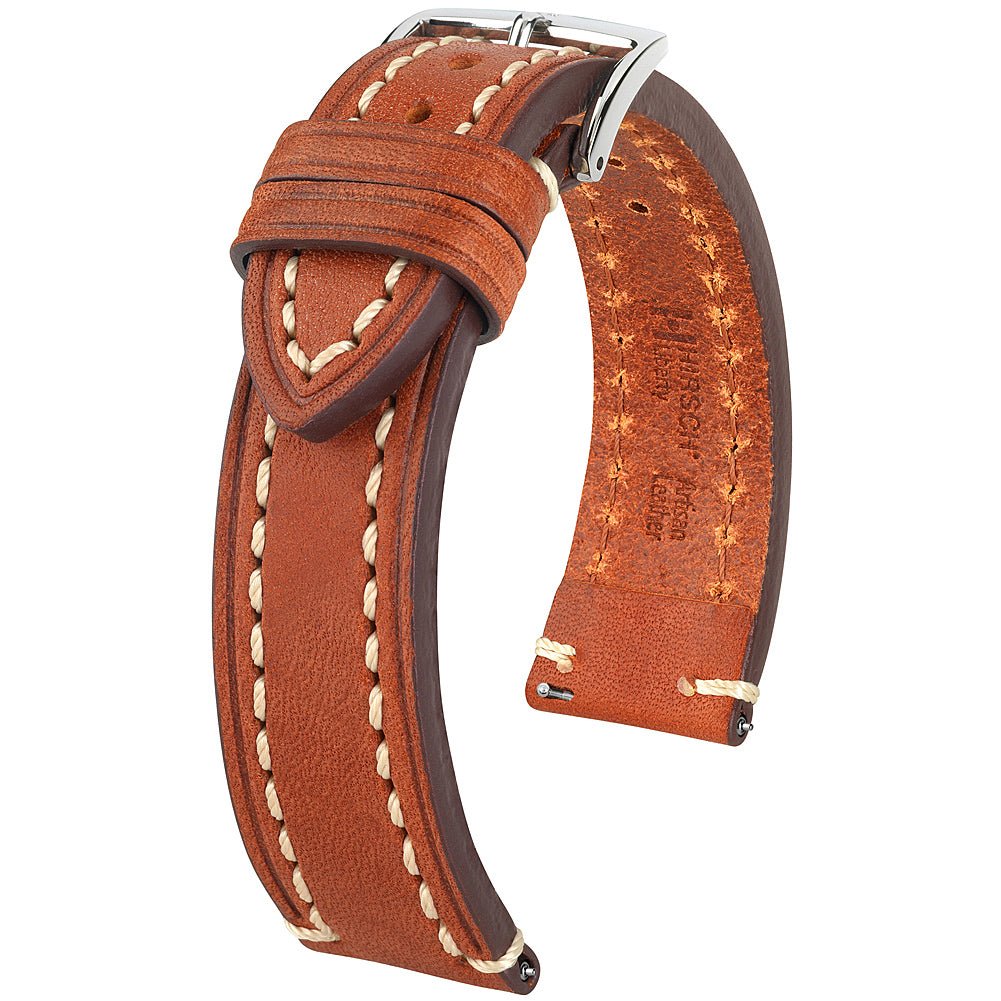 Hirsch Liberty Gold Brown Leather Watch Strap-Holben's