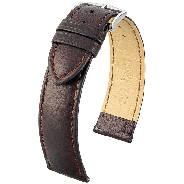 Hirsch Merino Brown Sheepskin Leather Watch Strap-Holben's