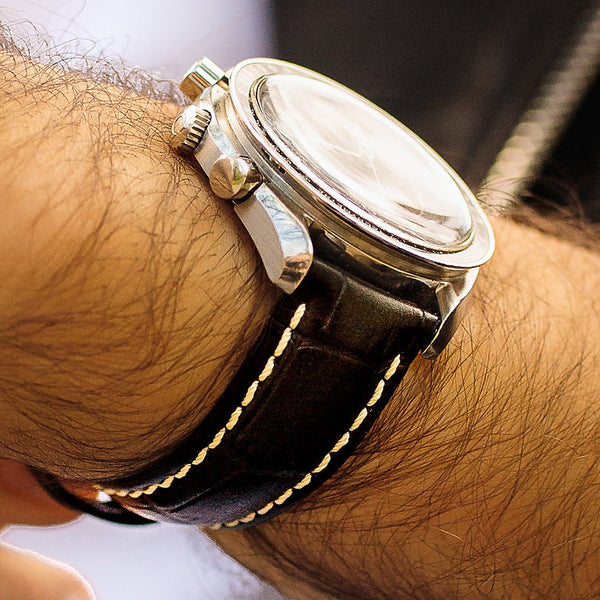 Hirsch Modena Alligator-Grain Brown Leather Watch Strap-Holben's