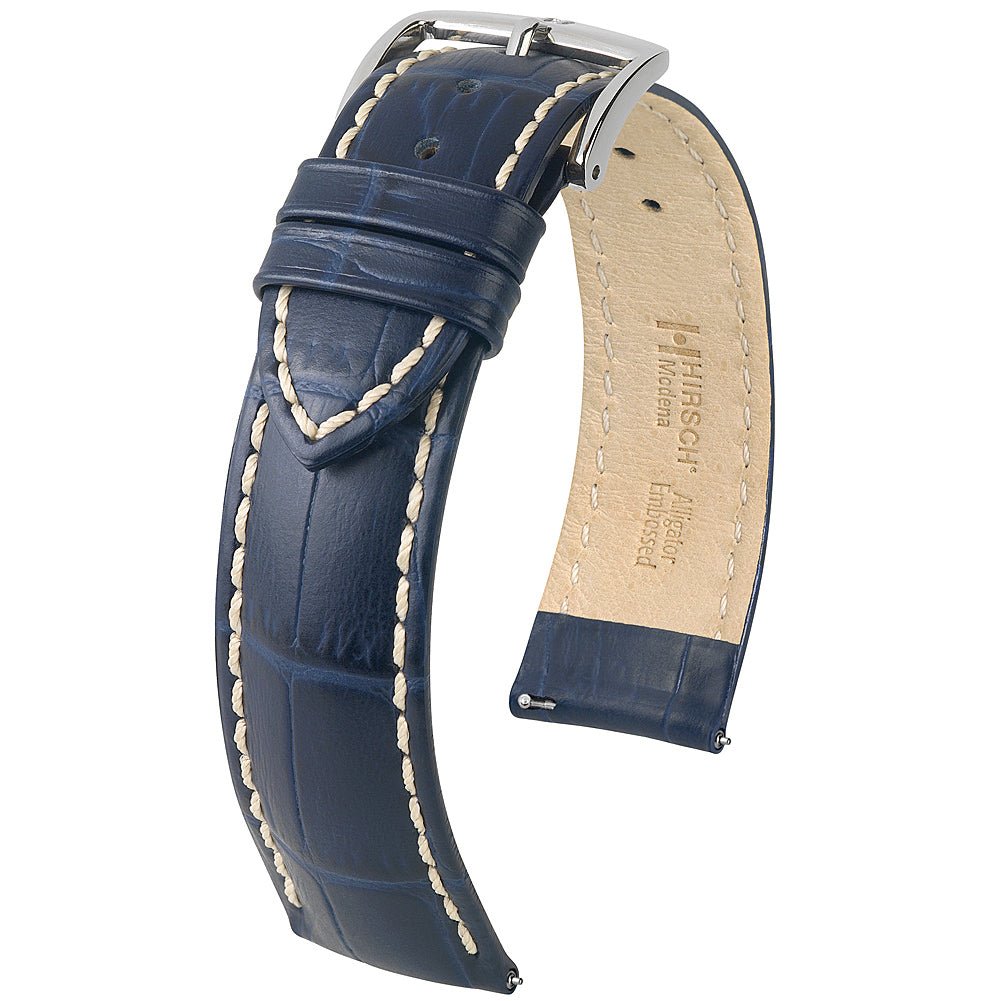 Hirsch Modena Alligator Navy Blue Leather Watch Strap-Holben's
