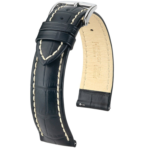 Hirsch Modena Alligator-Grain Black Leather Watch Strap-Holben's